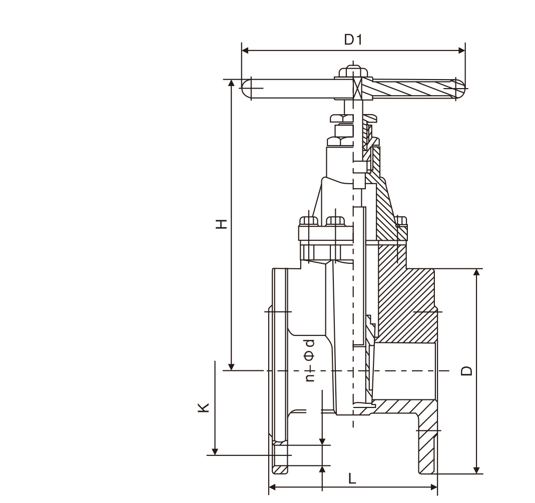 黃(huang)銅法蘭閘(zhá)閥(圖1)